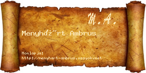 Menyhárt Ambrus névjegykártya
